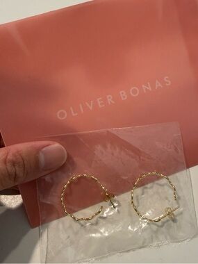 Oliver Bonas Gold Twisted Hoop Earrings